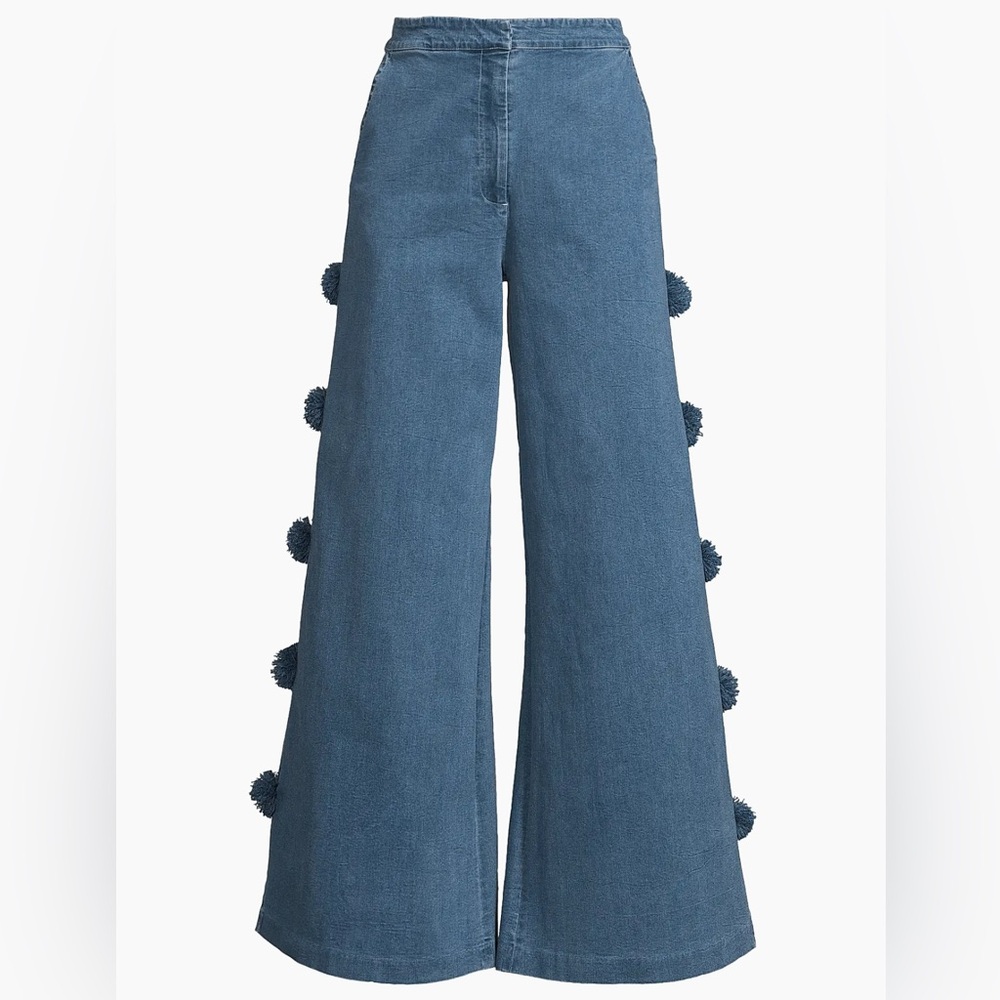 Hope for Flowers by Tracy Reese Wide-Leg Jeans with Pom-Pom Details